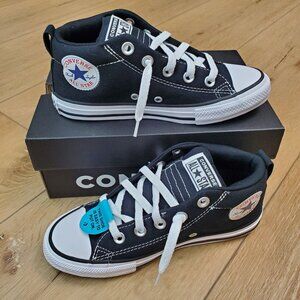 Converse CTAS Street Mid Top Black White Youth Size A01720F Unisex Easy On New